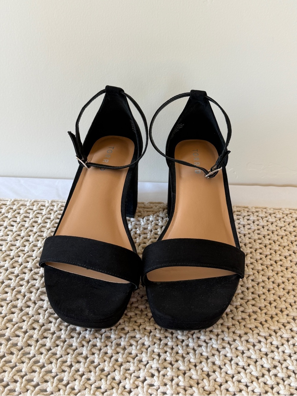 torrid Black Suede Ankle-Strap Block Heel Sandals